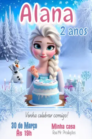 Convite de Aniversário Frozen para Editar