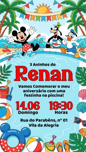 Mickey Mouse Birthday Invitation – Static – Festôu Convites
