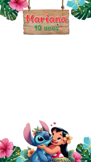 Moldura de Aniversário Lilo e Stitch para Editar Online