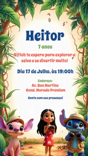 Invitación de cumpleaños Stitch – Estático – CollorGraph Convites