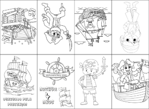 Lembrancinha Pirata: Mini Livro de Colorir para Editar