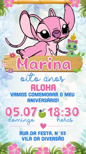 Invitación de cumpleaños Stitch – Estático – Convide aê!
