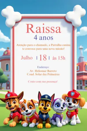Invito di compleanno Paw Patrol – Statico – Gisele
