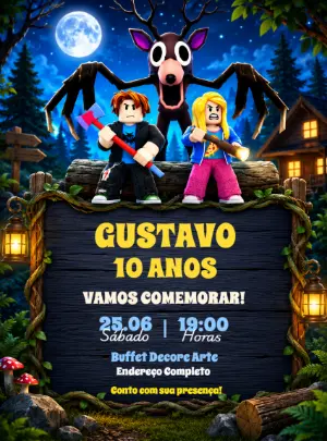 Invitación de cumpleaños Roblox – Estático – Decore Arte