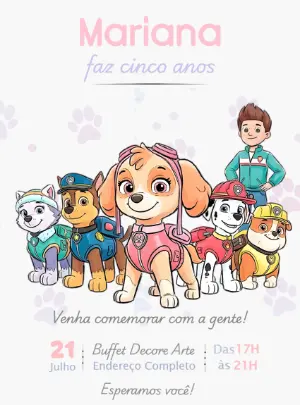 Invito di compleanno Paw Patrol – Statico – Decore Arte