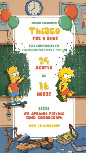 Convite de Aniversário Os Simpsons para Editar Online