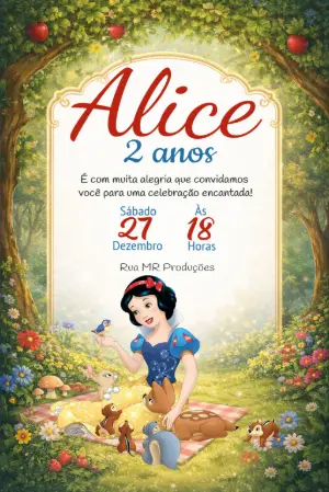 Convite Branca de Neve na Floresta Encantada para Editar