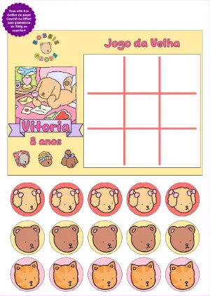 Jogo da Velha Bobbie Goods Editável para Aniversário