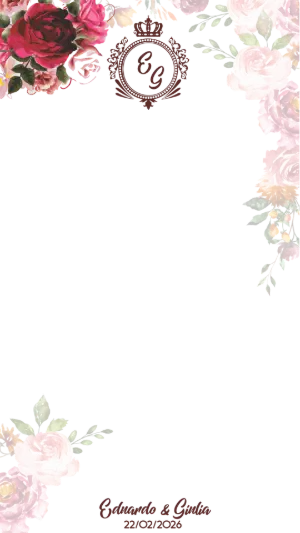 Moldura para Stories Floral Marsala com Monograma Editável