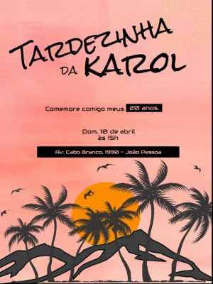 Convite Aniversário Tardezinha Estilo Pôr do Sol para Editar