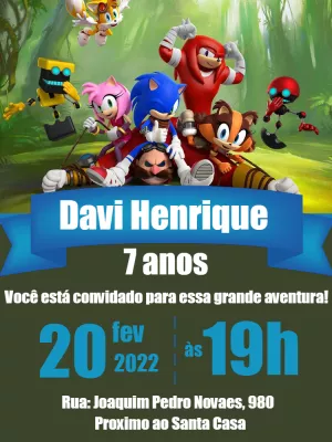 Convite de Aniversário Sonic Boom com a Turma para Editar