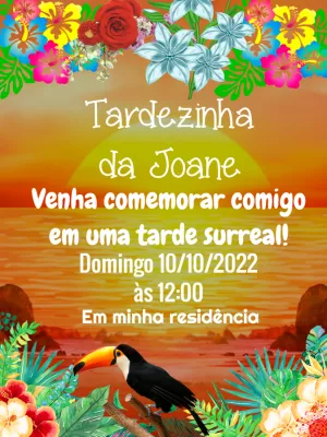 Convite Aniversário Tardezinha Tropical para Editar Online