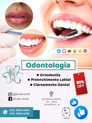 Folheto de Odontologia Editável para Divulgar Serviços