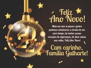 Cartão de Ano Novo Dourado Elegante para Editar Online