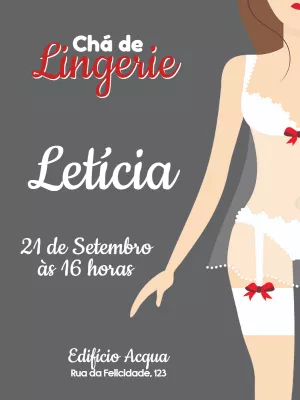 Convite de Chá de Lingerie Elegante para Editar Online