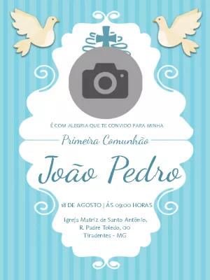 Convite Primeira Comunhão com Foto para Editar Online