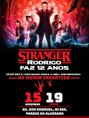 Convite de Aniversário Stranger Things para Editar Online