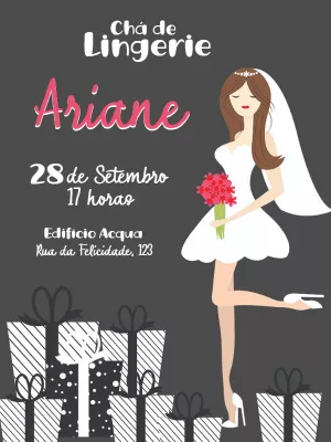 Convite Chá de Lingerie com Noivinha para Editar Online