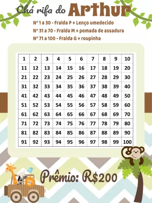 Chá Rifa Safari com Animais da Selva para Editar Online