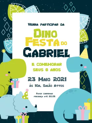 Invitación de cumpleaños Dinosaurio – Estático – Querido Convite