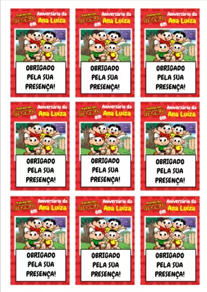 Tag de Aniversário Turma da Mônica para Editar Online