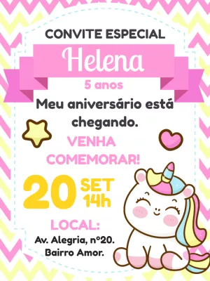 独角兽生日邀请函 – 静态 – Bella Liz Convites