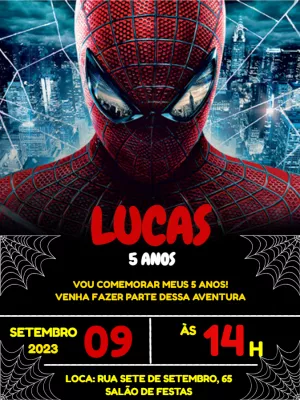 Convite de Aniversário Homem Aranha para Editar Online