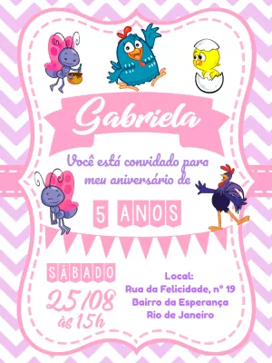 Galinha Pintadinha Birthday Invitation – Static – Pedro Henrique