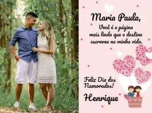 Cartão Dia dos Namorados com Foto para Editar Online