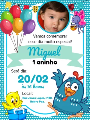 Convite Aniversário Galinha Pintadinha com Foto para Editar