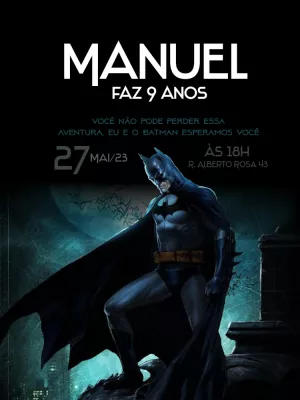 Convite de Aniversário Batman para Editar Online