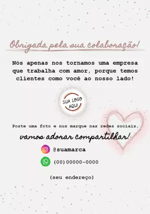 Cartão de Agradecimento pela Compra Delicado para Editar Online