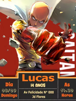 Convite de Aniversário One Punch Man para Editar Online