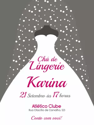 Convite Chá de Lingerie Elegante com Vestido para Editar Online
