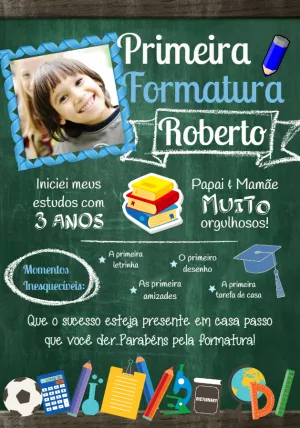 Convite Primeira Formatura com Foto Editável Online