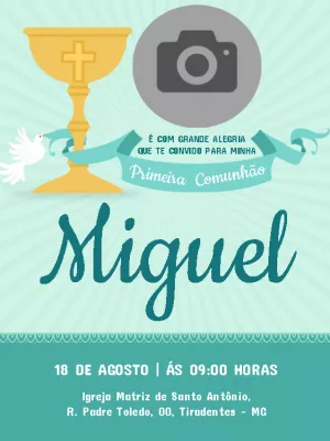 Convite de Primeira Comunhão com foto para Editar Online