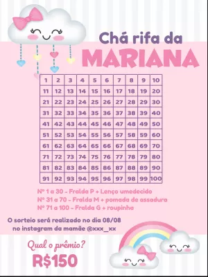 Chá Rifa Chuva de Bençãos com Nuvens para Editar Online