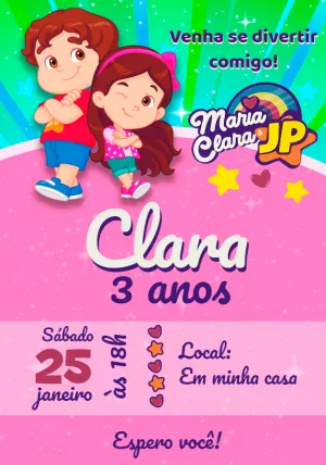 Convite de Aniversário Maria Clara e JP para Editar Online