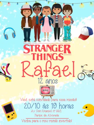 Convite Stranger Things Editável Online para Festa de Aniversário