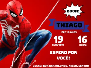 Convite de Aniversário Homem Aranha para Editar Online