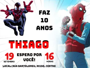 Convite Aniversário Homem-Aranha Miles Morales para Editar Online