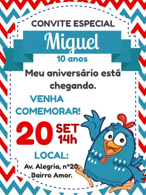 Convite de Aniversário Galinha Pintadinha para Editar Online