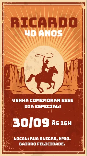 Convite Aniversário Cowboy Faroeste para Editar Online