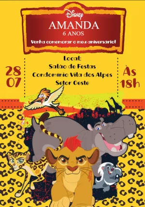 Convite de Aniversário A Guarda do Leão para Editar Online
