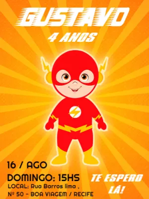 Convite de Aniversário Flash Baby para Editar Online