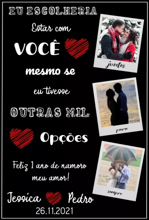 Quadro Romântico com Fotos para Namorados para Editar Online