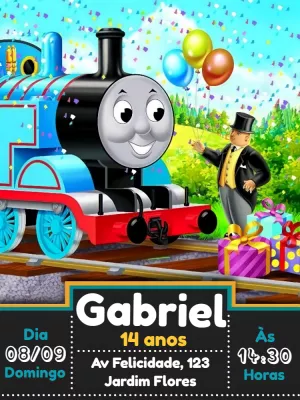 Convite Aniversário Thomas e seus amigos para Editar Online
