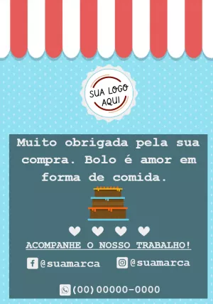Cartão de Agradecimento Confeitaria com Bolo para Editar Online
