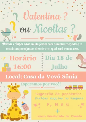 Invito gender reveal – Statico – Vanessa Costa Alves