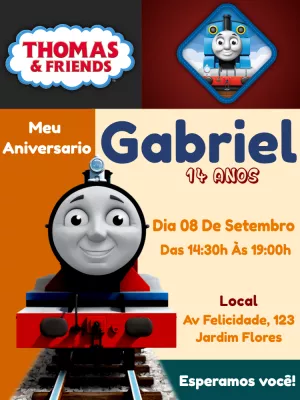 Convite de Aniversário Thomas e seus Amigos para Editar